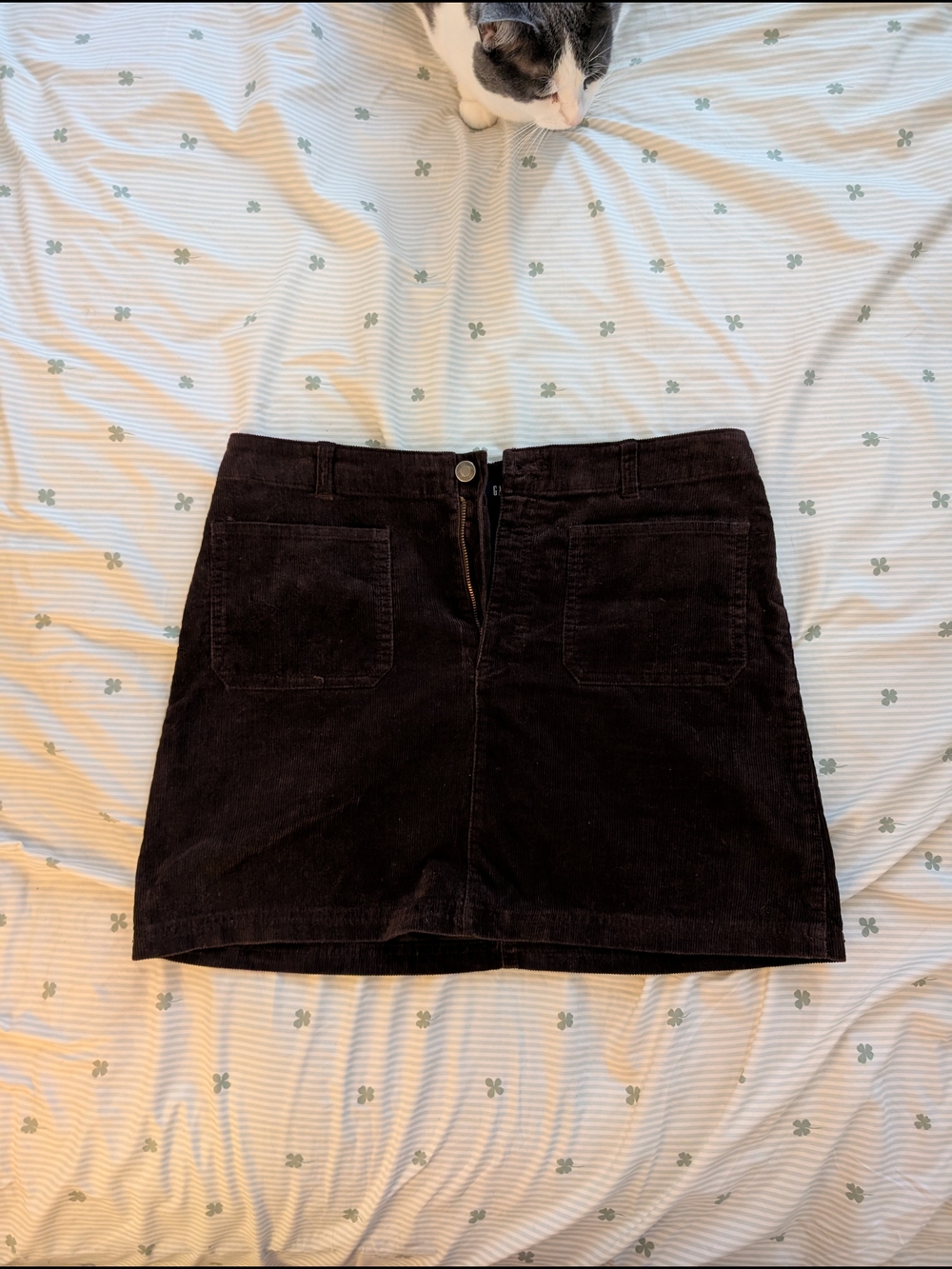 GAP Brown Corduroy Mini Skirt with Front Patch Pockets